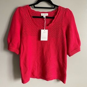 NWT Free Assembly Puff Sleeve Crochet Sweater